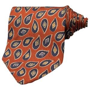 Robert Talbott Tie Paisley Mens 58" Silk Wide Orange‎ Blue Gold USA Vintage